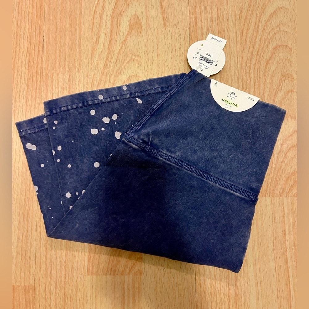 Offline by Aerie OG Small Hi-Rise Bleach Navy Wash Biker Shorts
